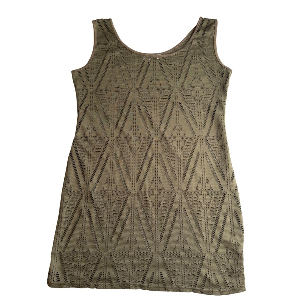 TEMT Mesh Y2K Tank Top Or Dress Army Green Open Knit Boho Goth Grunge Large - Picture 8 of 14